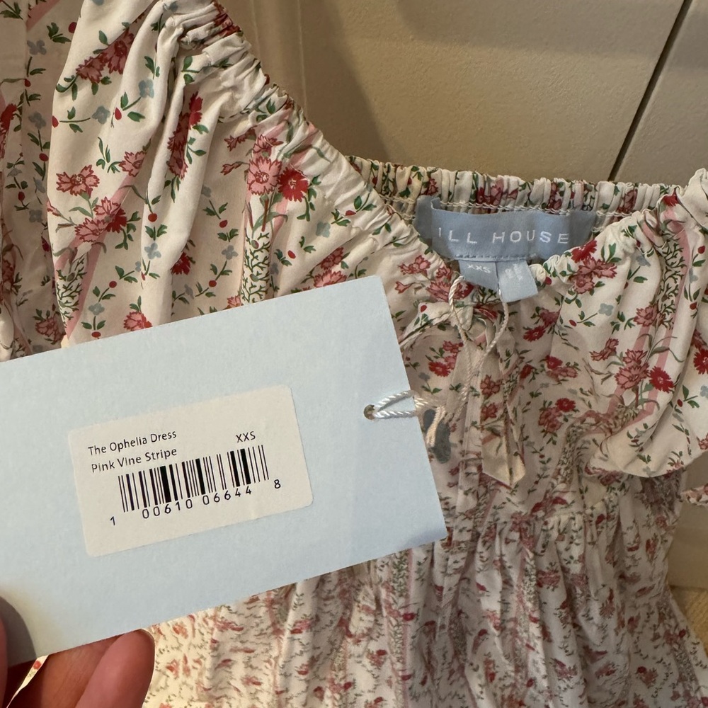 Hill House Ophelia Dress in Pink Vine Stripe NEW WITH TAGS - Size XXS - Picture 4 of 5
